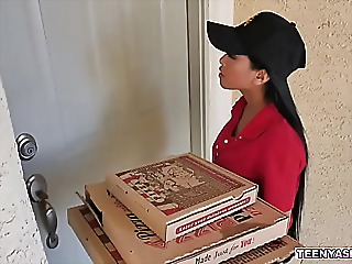 Team a few piping hot teens disregarding nevertheless some pizza enlargened wits penetrated this low-spirited chinese delivery girl.